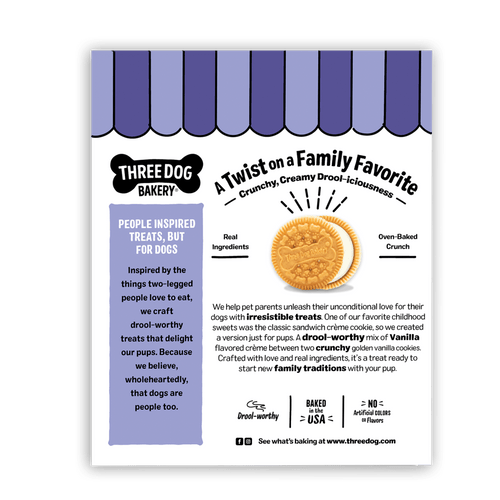Three Dog Bakery Lick’n Crunch!® Golden & Vanilla Flavors Dog Treats